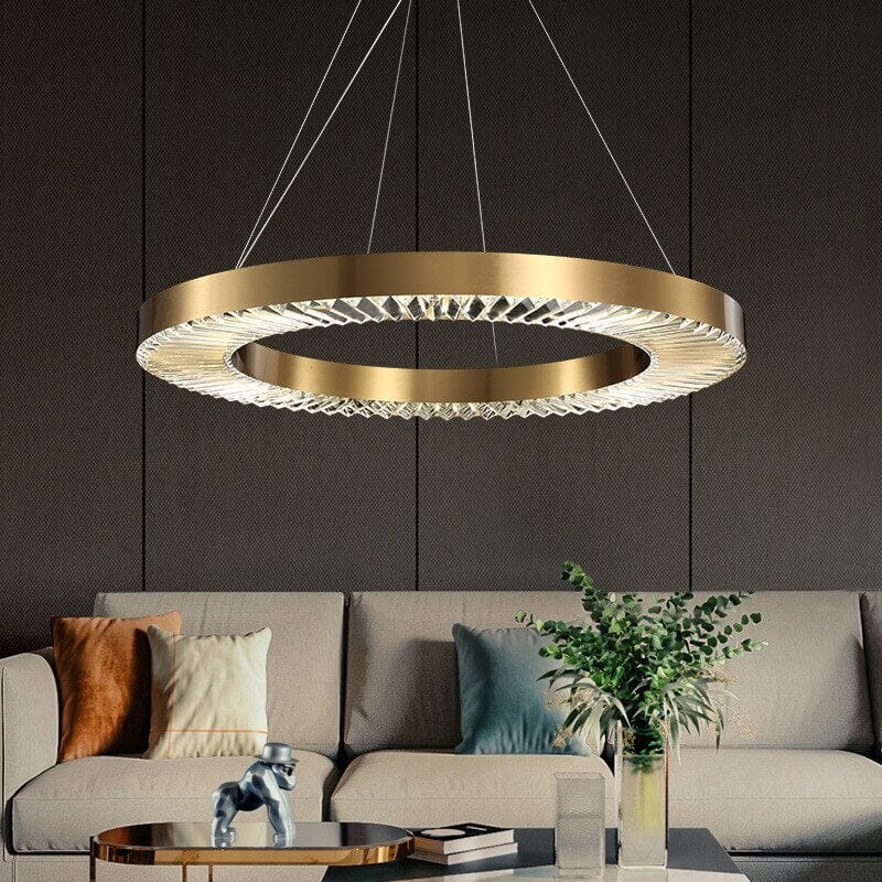 Gold trim pendant light for dining accent