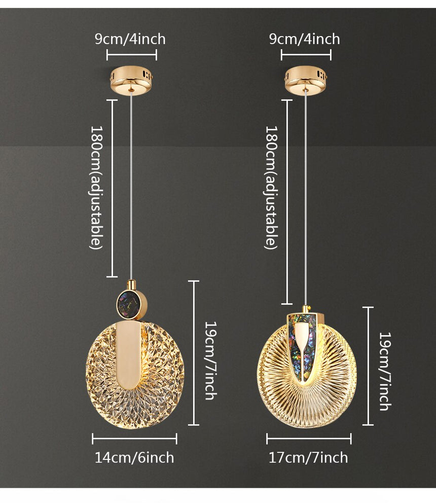 Aurelia LED Pendant Light Full Fixture Front View - OpalDwell