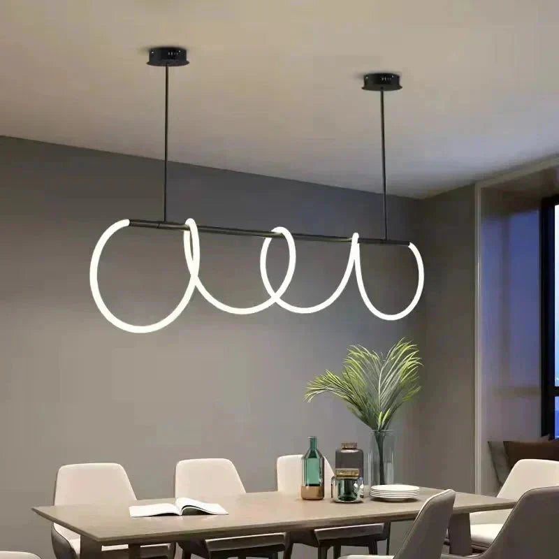 Modern LED chandelier dimmable metal finish