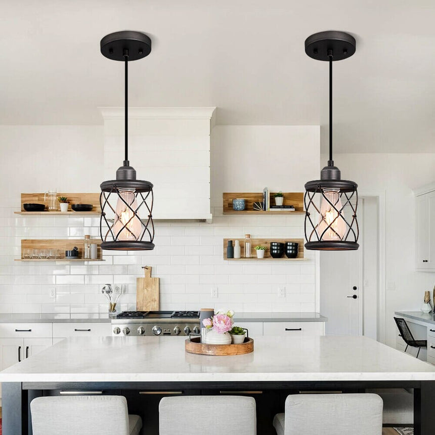 Factory Style Pendant Light with Vintage-Inspired Finish