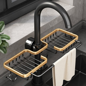 Aluminum sink and shower shelf for bathroom storage