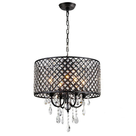 Black Crystal Chandelier Iron Finish Design