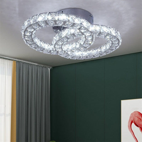 Crystal ceiling light polished chrome finish detail
