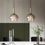 Amber glass shade pendant light for lounge
