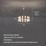 Copper and marble hanging lamp fixture