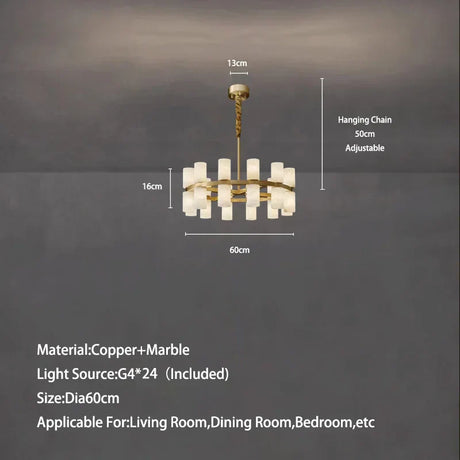 Copper and marble hanging lamp fixture
