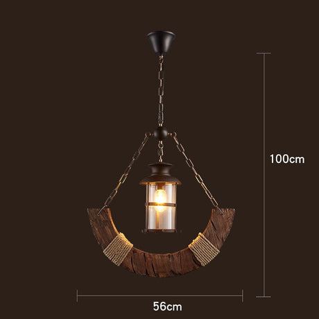 Industrial Wood Ceiling Light for Club and Lounge Spaces