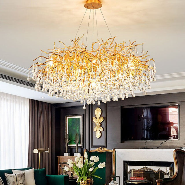 Luminelle Gold Branch Crystal LED Chandelier for Living Room