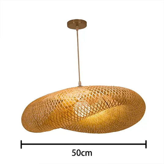 Wood and bamboo pendant light detail