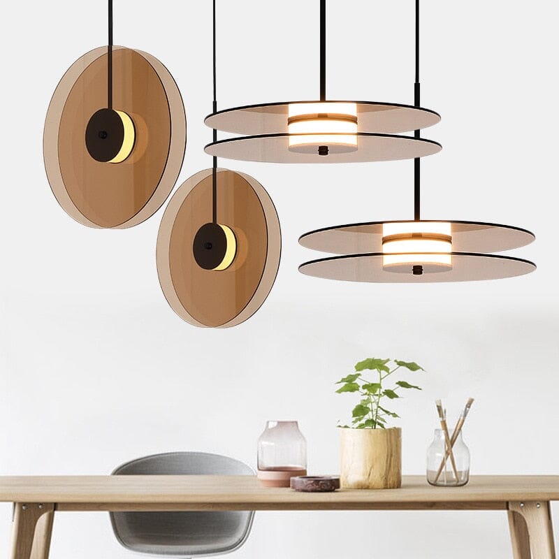 Artistic Disc Glass Pendant Light for Living Room