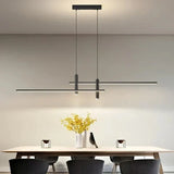 Black Aluminum Linear Pendant Light for Dining Room Lighting | OroDwell