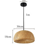 Hand knitted bamboo pendant light for living room