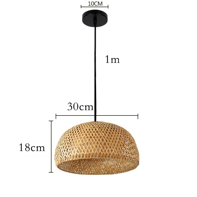 Hand knitted bamboo pendant light for living room