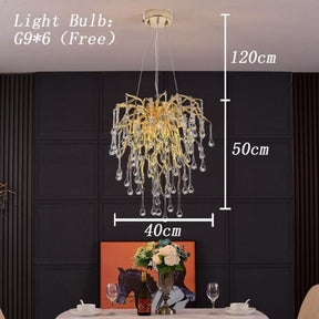 Luminelle Gold Branch Crystal Chandelier - Ceiling Fixture Detail