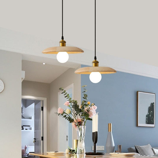 Wood Pendant Light Nickel Canopy Detail
