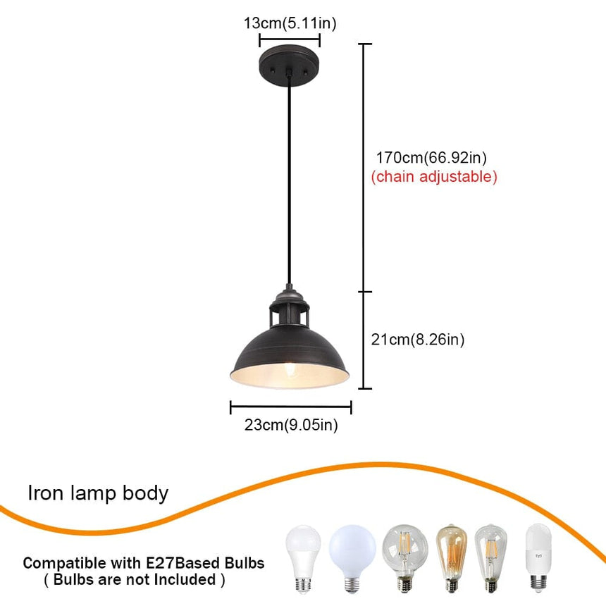 Factory Style Pendant Light with Vintage-Inspired Finish