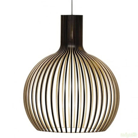 Bamboo pendant light remote control close-up view