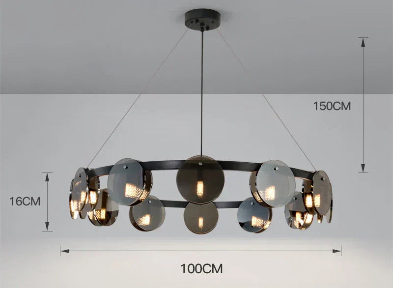 Harlen Black Glass Pendant Light for Dining Room