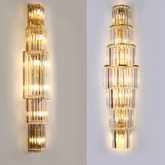 Crystal Pillar Wall Lamp for Living Room