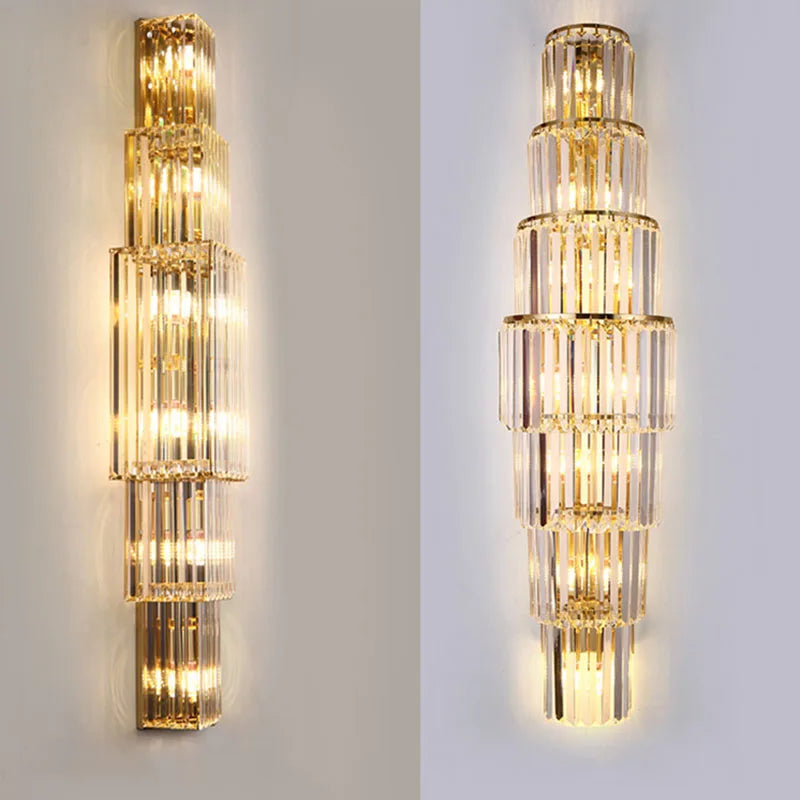 Crystal Pillar Wall Lamp for Living Room