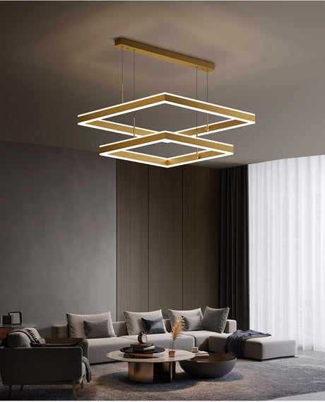 AstraLuxe LED Chandelier – Polished Gold Black Finish