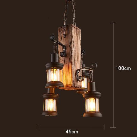 Industrial Wood Ceiling Light for Rustic Home Decor