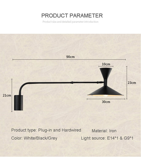 NovaSwing Wall Lamp Plug In Swing Arm for Bedroom Decor - OpalDwell
