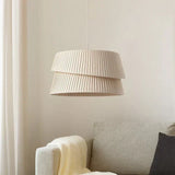 cloth shade chandelier with metal frame