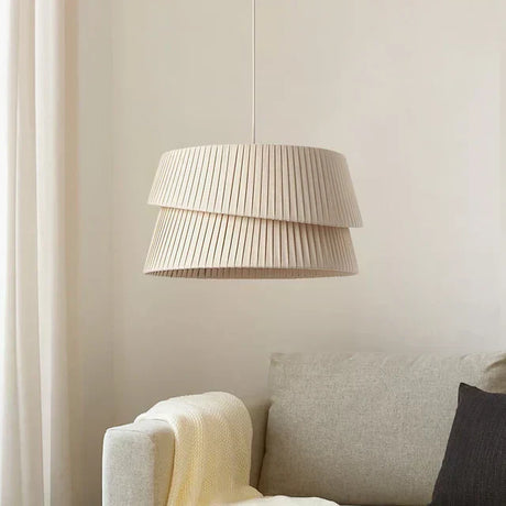 cloth shade chandelier with metal frame