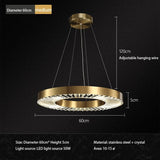Crystal pendant light with brass finish for living room