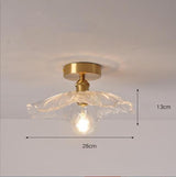 Floral Glass Pendant Iron Finish Close-Up