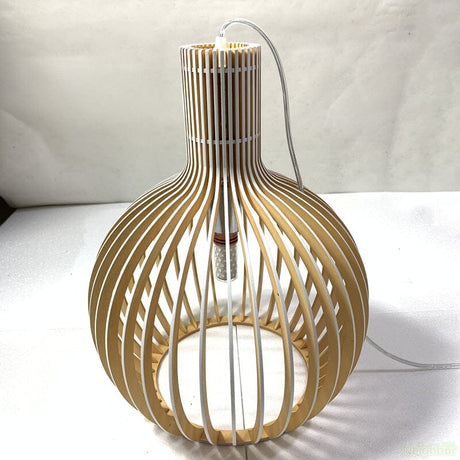 Bamboo pendant lamp metal base close-up detail