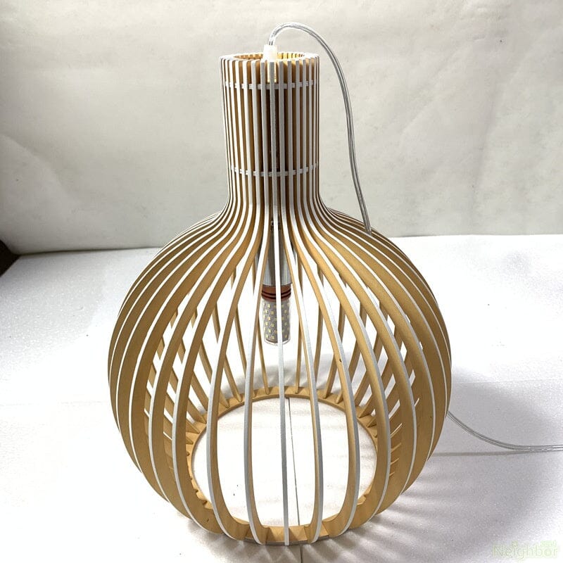 Wood Cage Pendant Light Detail Shot