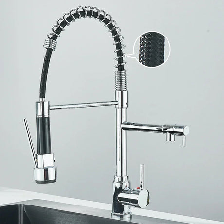 FluxSpout Dual Kitchen Mixer Tap stainless steel finish - OpalDwell