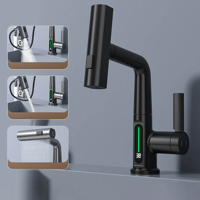 Pull-out kitchen faucet with extendable hose design