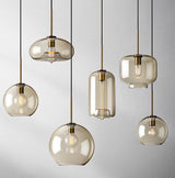 Glass pendant light with circular ring silhouette
