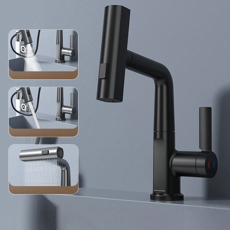 Pull-out kitchen faucet installed in a kitchen setting