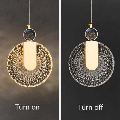 Aurelia Gold LED Crystal Pendant Light Angled View - OpalDwell