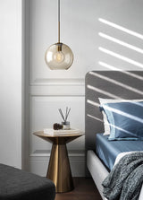 Nordic glass pendant light with industrial LED design