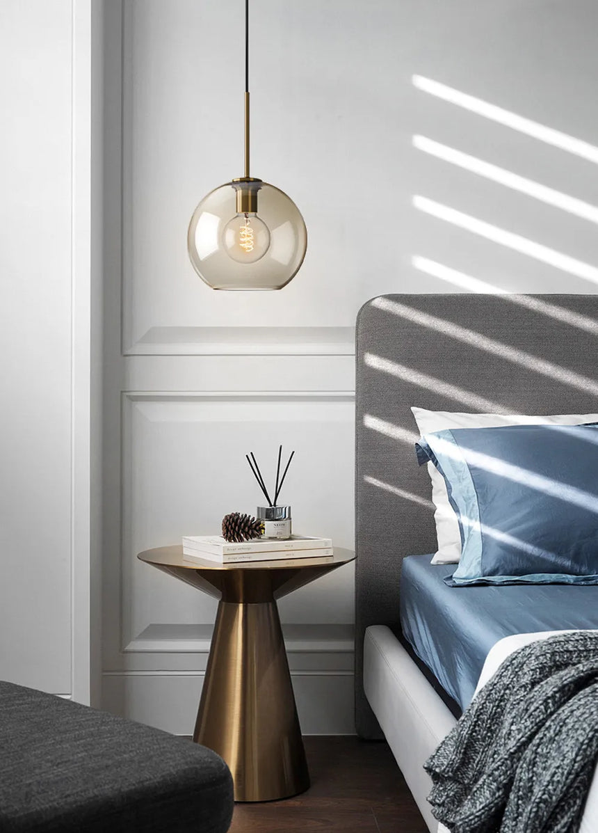 Nordic glass pendant light with industrial LED design