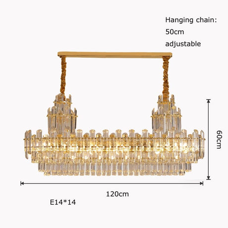 Brass Chandelier Close-Up of Crystal Detailing