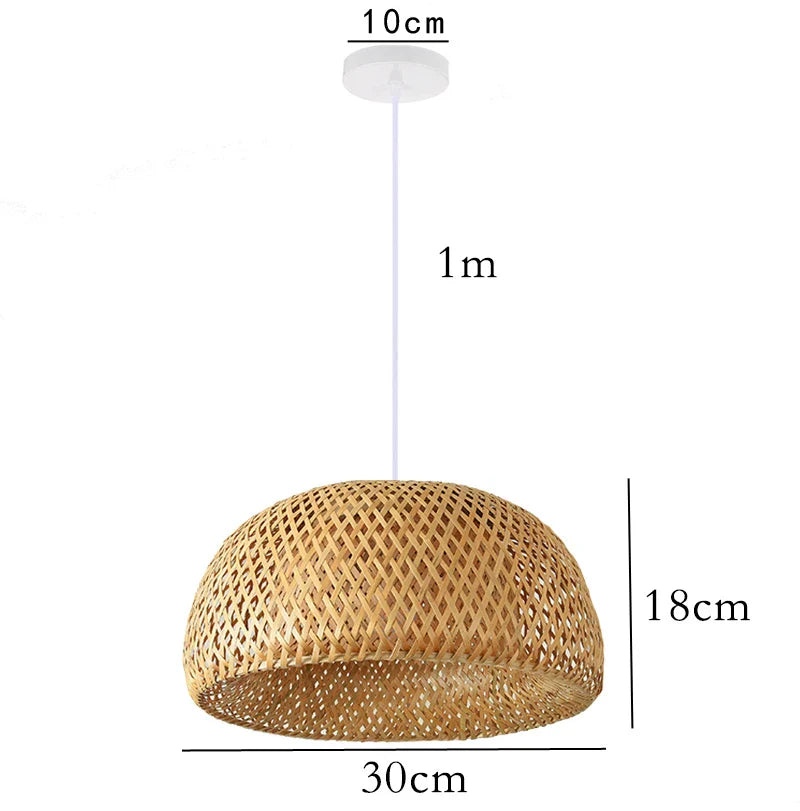 Hand knitted bamboo pendant light for living room