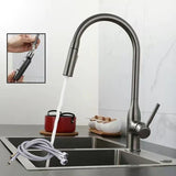 Stainless steel kitchen mixer tap with pull-out spray