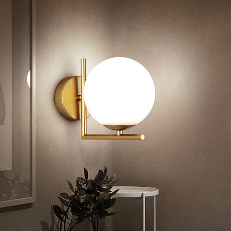 Wall lamp glow in evening bedroom