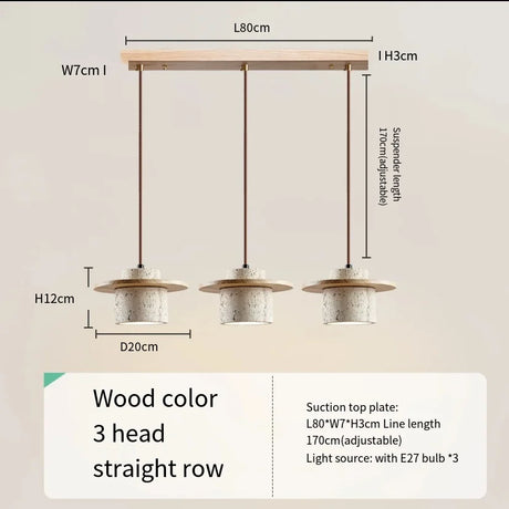 Wood Pendant Light Full Fixture Front View