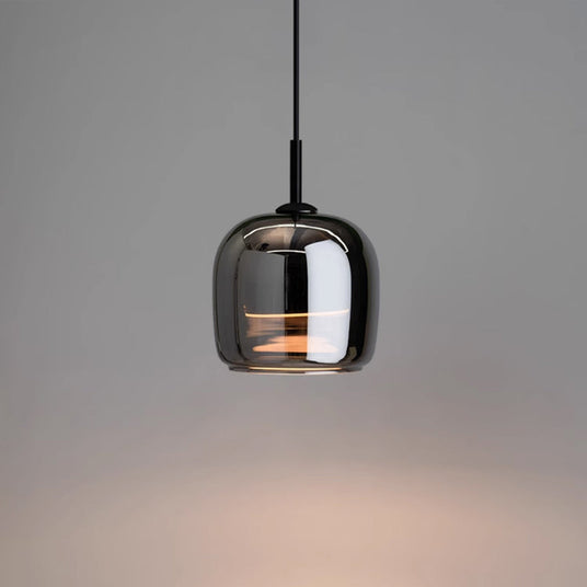 Smoky grey glass pendant detail
