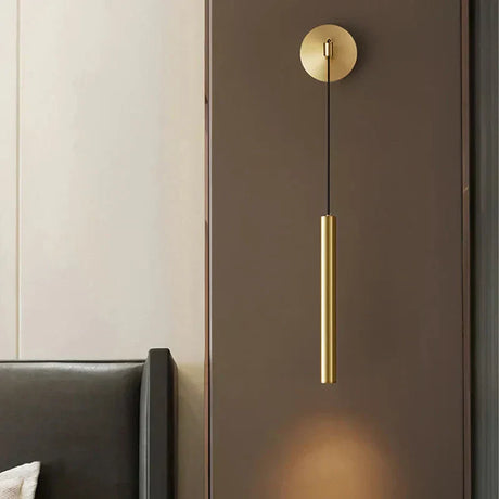 Copper wall lamp with warm LED ambient glow for living room