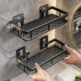 Corner bathroom shelf with rust-resistant aluminum build