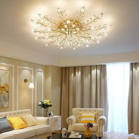 gold finish chandelier for living room decor
