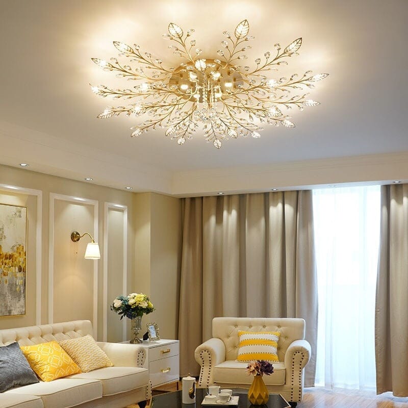 gold finish chandelier for living room decor